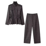 2025 New Women's Fashion Simple Collar Long-Sleeved Lace Shirt