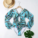 Sleeve Swimwear Women 2021 New Printed One Piece Swimsuit Female Plus Size Swimwear Monokini Bathing Suit Summer Beach