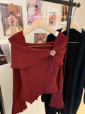 Three-Dimensional Flower Temperament Sweater Horn Irregular French Ear Repair Bottom Knitted Shirt