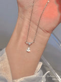 Silver Rhinestone Drop Decor Necklace-Outfit