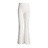 Toloer Casual Suit Autumn 2024 New Flower Splicing Long Sleeve Suit Jacket Nail Bead Micro La Straight Pants-Outfit
