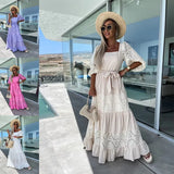 Sales Of New Lace Tie-Up Dress INS Casual Loose Waist Tie Dress Woman-Outfit