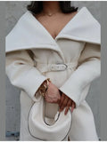 Elegant Solid Color Big Collar Long Hair Coat 2025 Autumn And Winter New Women's