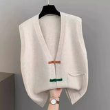 Cardigan Vest Women's Spring Dress 2024 New Fashionable Foreign Style Loose Thin Disk Buckle Horse Clip To Wear A Coat-Outfit