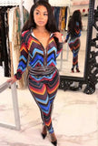 Colorful Wavy Print 2pc Pants
