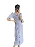 Solid Belt Dress Women Spring Autumn Notched Long Sleeve Office Ladies Blazer Dress Female Long A-Line Black Dress-Outfit