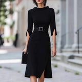 Shein Round Collar Long-Sleeved Top High Waist Skirt Suit Women's
