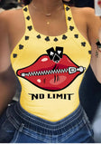Sexy Square Collar lip letter Print