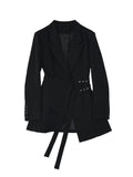 New Women Office Irregular Spliced Blazer Vintage Oversize Coat Fashion Notched Collar Long Sleeve Ladies Outerwear
