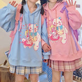 Harajuku Kawaii Hoodie 2021 Fashion Japanese Streetwear Sweet Femme Candy Pink Kawaii Cute Cartoon Print