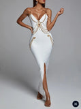 Summer New Chain Diamond Body Tight Black Slings With Dressing Dress Heavy Industry