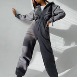 Women Basic Hoodie Two Piece Sets Zipper Drawstring Jacket Outerwear And Elastic Pencil Pant Suit Autumn Winter