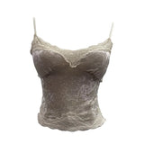 Up The Coat Series Velvet Lace Lace Sling With Chest Pad Wear Vest Top