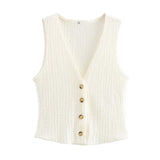 Women's Clothing 2025 Autumn New Texture Vest Top + Straight Trousers