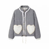Women's Autumn And Winter New Street Fashion Love Lace Splicing Lattice Cotton