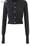 Autumn New Korean Style Preppy Style Simple Knitted Cardigan O-Neck Single Breasted Long Sleeve Women Solid Color