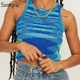 Sexy Women Sleeveless O Neck Off Shoulder Knitted Crop Tops Casual Sweat Mini Vest Skinny Tie Dye Tank Tops 2021