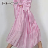Elegant Pink Minimalist Women's Long Skirts Korean Fashion Solid High-waisted Skirt For Women 2022 Summer Style