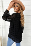 Dot Balloon Sleeve V-Neck