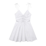 Spring Style Bow Tie Trench Coat Fabric Short Dress 2802002-Outfit