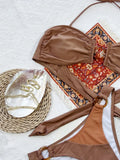 Bikini Halter Solid Hoop Two Piece