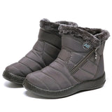 Boots Women Winter Shoes Warm Plush Ankle Boots Female Casual Slip On Flat Fur Shoes Waterproof Footwear Light Black