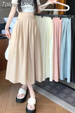 Fashion High Waist A-line Skirt Casual Elegant Summer All-match Basic Soft Casual Korean Style Design Retro