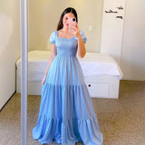 New Spring And Summer Women's Dress A Word Broken Shoulder Long Pure Fairy