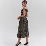 Spring And Summer New Women's Fashion Temperament Word Shoulder-To-Shoulder-To-Shoulder-To-Back-Up-Sender-Print Dress Dress
