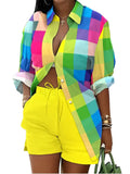 Women's Clothing Explosion Two Sets Of Long-Sleeved Shorts Printed Commuter