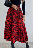 Printed Modest High Waist Elastic Waist Print Midi A-Line