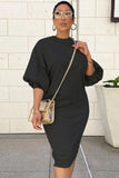 Casual O-Neck Puff Sleeve Long Sweat