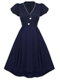 Formal V-Neck Short Sleeve Vintage Prom