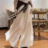 And Relaxed Sense Of Simple Shoulder Round Neck Short Sleeve T-Shirt High Lumbar Loose Leisure Pants Two