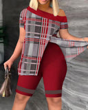 New Women's Wear Inclined Collar Short Sleeve Open-Sleeve Fork Shorts