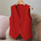 Vest Women's Vest Wearing 2025 Autumn Dress New Top Without Sleeves Short Shoulder Jacket