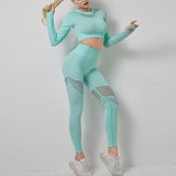 Out Seamless Sports Set Sport Outfits Women Black Two 2 Piece Crop Top Bra Leggings Workout Gym suit Fitness Sport