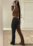Contrast Color Velour Zipper