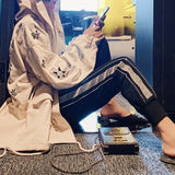 Women's Clothing Diamonds Haren Pants Stylish Bright Line Decoration Summer Net Spliced Streetwear Drawstring Cropped