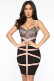 Elegant Lace Patck Sling Bodycon