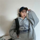 Women Letters Medium-long Warm Harajuku Bf Womens Korean Style with Pockets Students Loose Casual New Arrivals