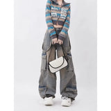Women Autumn Dopamine Wearing Retro Work Pants To Make Old Pocket Design Straight