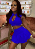 Sexy Zpper Sleeveless Crop Tank and A-line Skirt 2 Piece