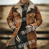 Men's Jacket Thicker Long Velvet Jacket Bump Color Zipper
