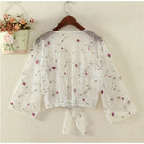 Tops And Blouses Summer Floral Blouse Shirt Cardigan Thin Outwear Hollow Out Blouse Cover Up Blusas Femininas