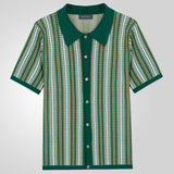Men's High-End Short-Sleeved Knitwear Summer New Striped Business Polo Shirt