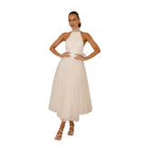 Women's Clothing 2025 Spring And Summer New High Fashion Mesh High-Collar Casual Hanging Neck Dress
