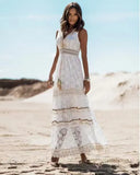 Summer Temperament Bohemian Long Dress Burst Women's Lace Splicing Big Swinging