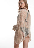 Sexy Hollow Out Long Sleeve Knitted Beach Cover up