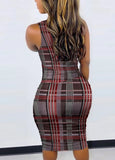 Sexy Print High Collar Sleeveless Midi